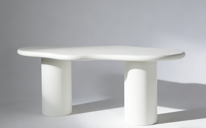 Valillian 200cm White Micro Cement Dining Table