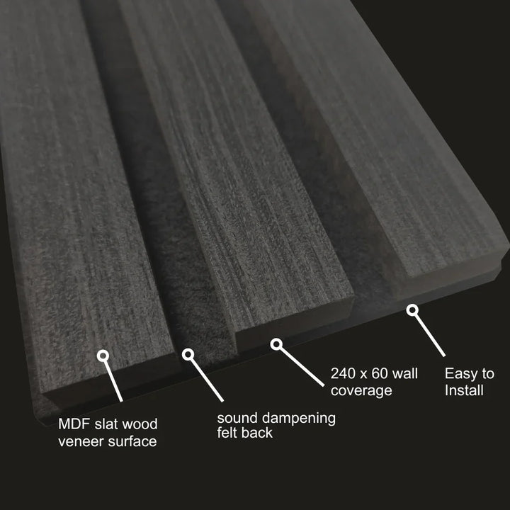 Acoustic Slatted Wall Panels Metallic Gold Pack Of x4 240 x 60cm