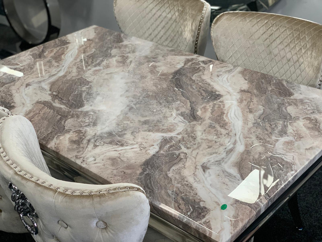 Louis 180CM Marble & Chrome Dining Table - 5 Colours-Esme Furnishings
