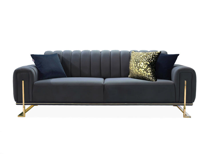 Bellisio Luxury Black & Gold 3+2 Velvet Sofa