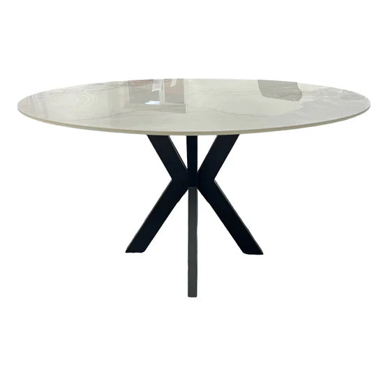 Phoenix 130cm Round White Ceramic Marble Fixed Dining Table
