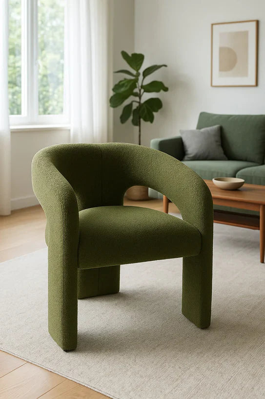 Oscar Dark Green Fabric Boucle Dining Chair