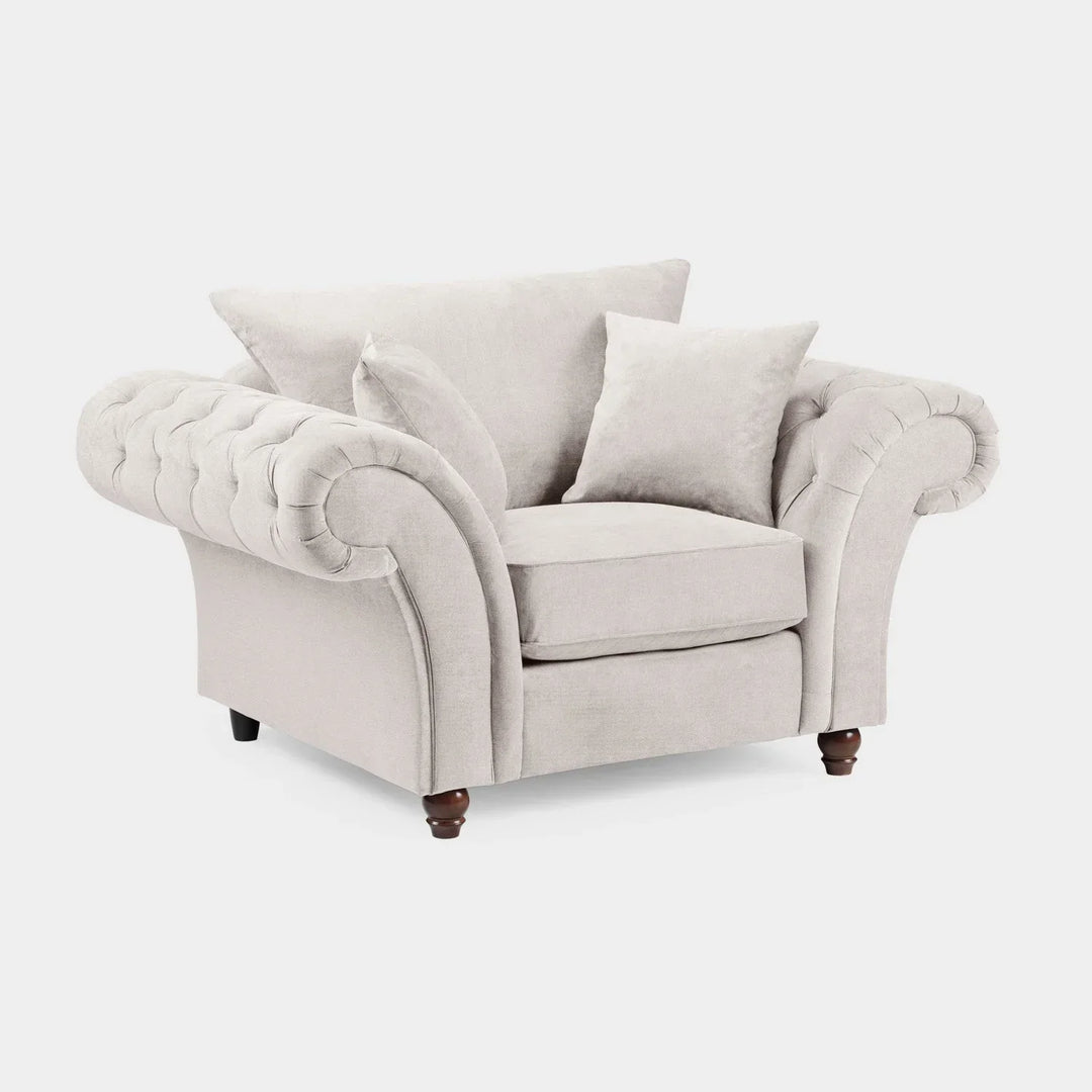 Chesterfield Stone Velvet Fullback 1 Seater Armchair