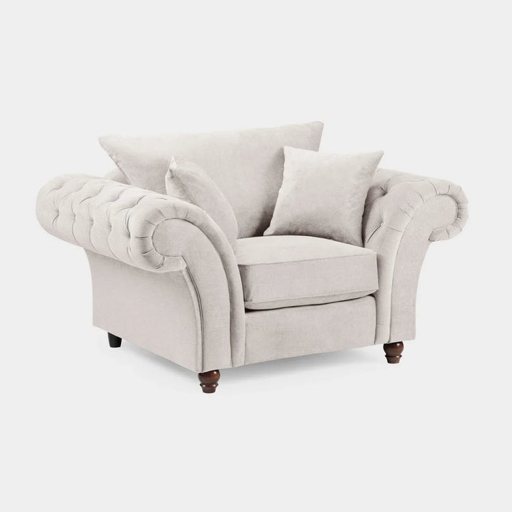 Chesterfield Stone Velvet Fullback 1 Seater Armchair