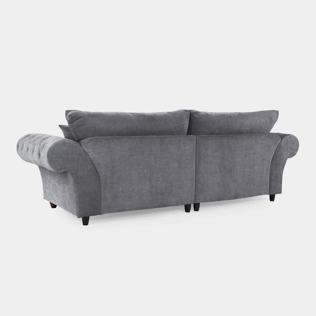 Chesterfield Grey Velvet Fullback 4 Seater Sofa