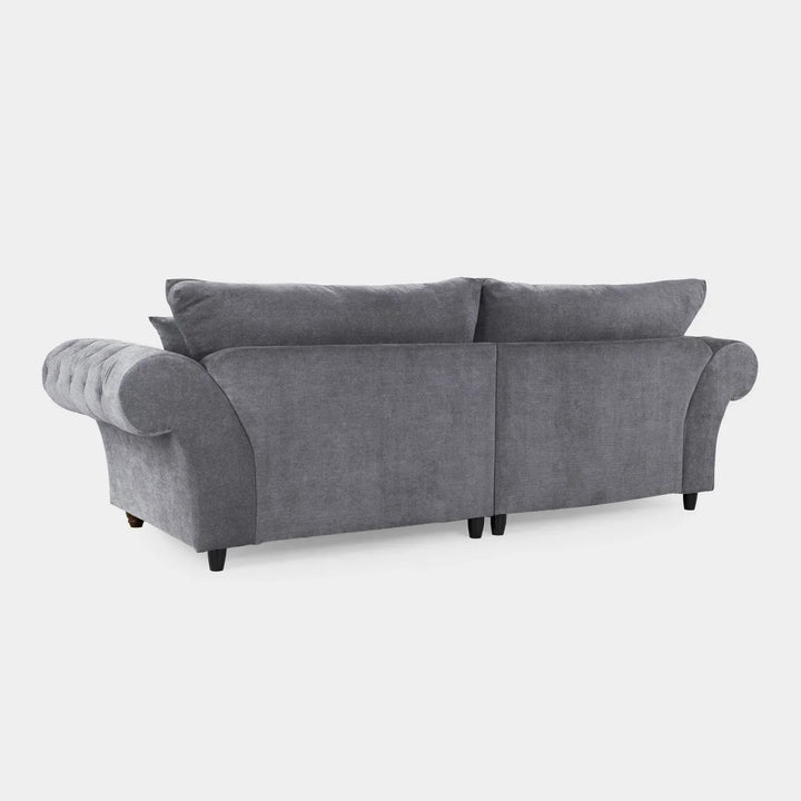Chesterfield Grey Velvet Fullback 4 Seater Sofa