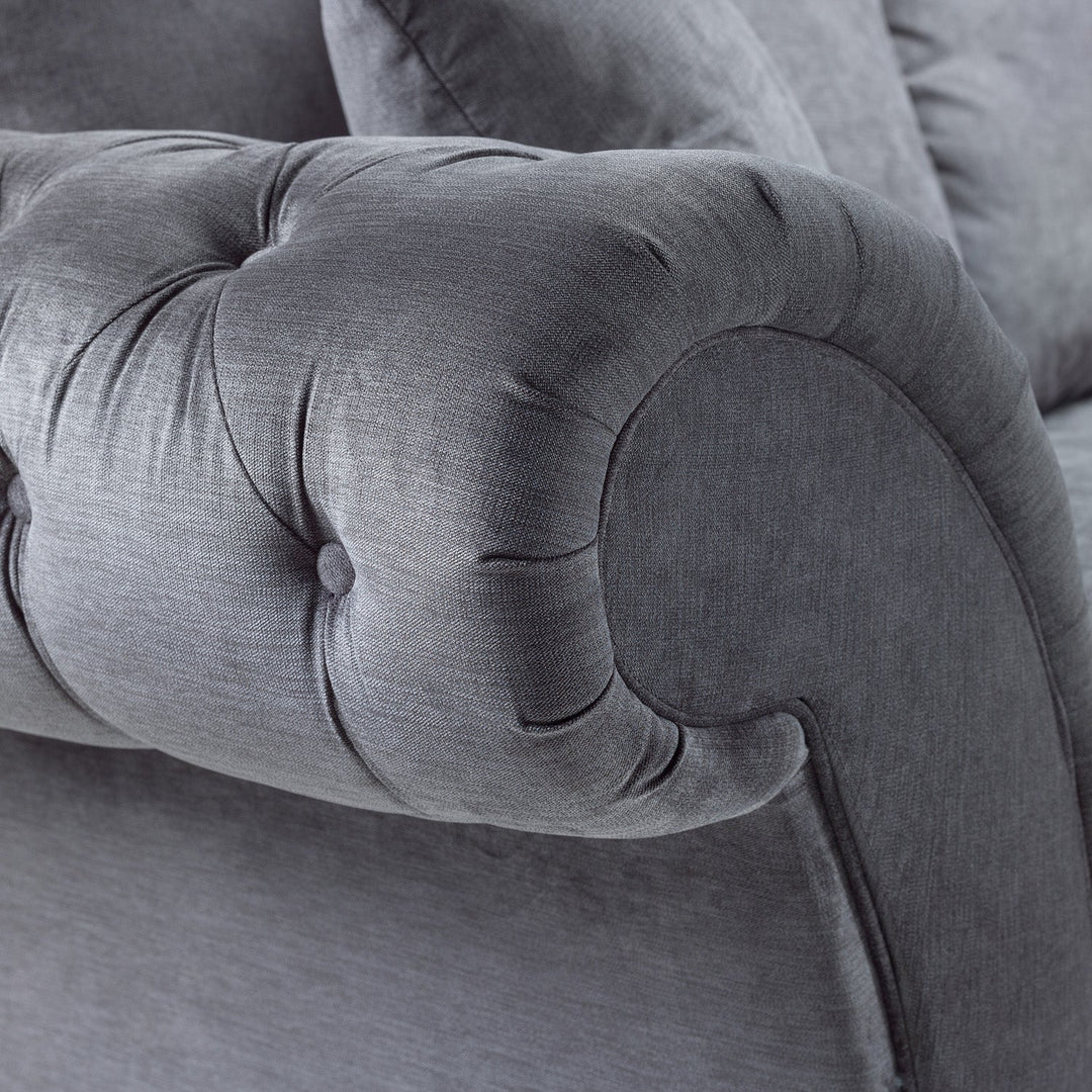 Chesterfield Grey Velvet Fullback 4 Seater Sofa