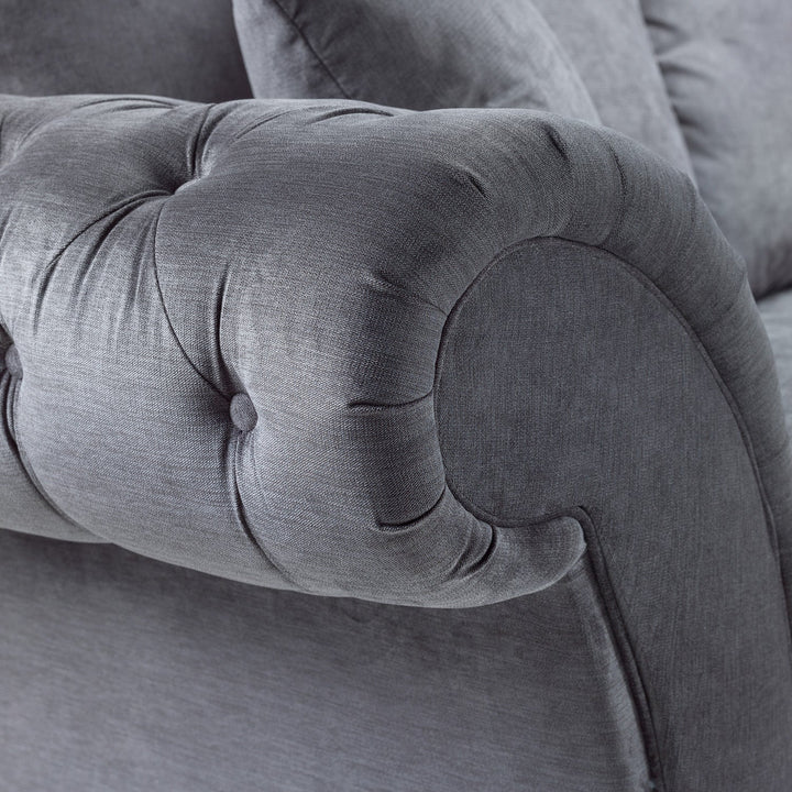 Chesterfield Grey Fullback Large Corner Sofa Grey Velvet