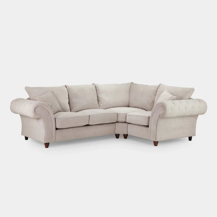 Chesterfield Stone Fullback Right Hand Facing Corner Sofa Stone Velvet