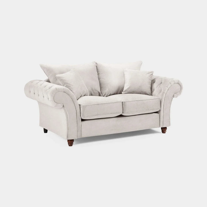 Chesterfield Stone Velvet Fullback 2 Seater Sofa