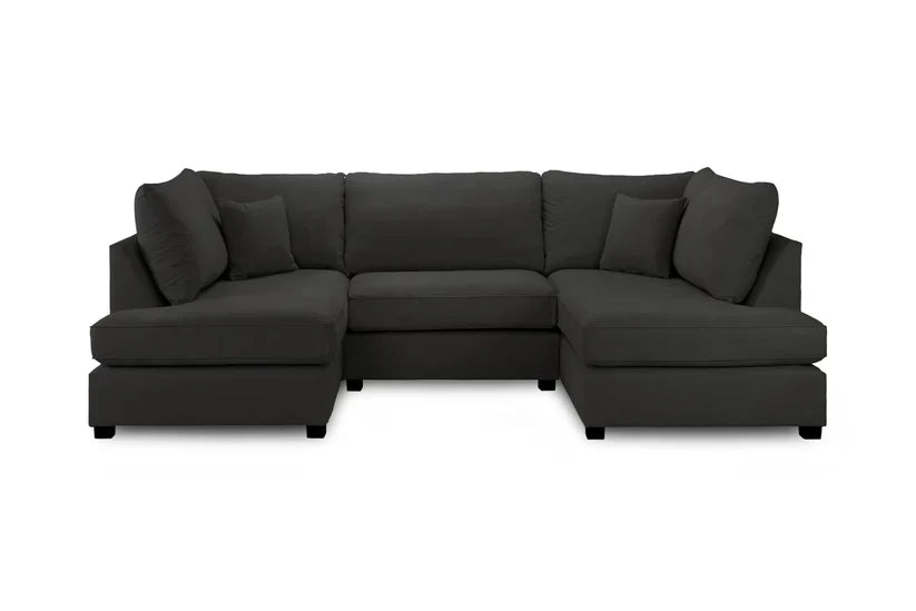Carnaby Sofa Black Velvet U Shape Corner Sofa