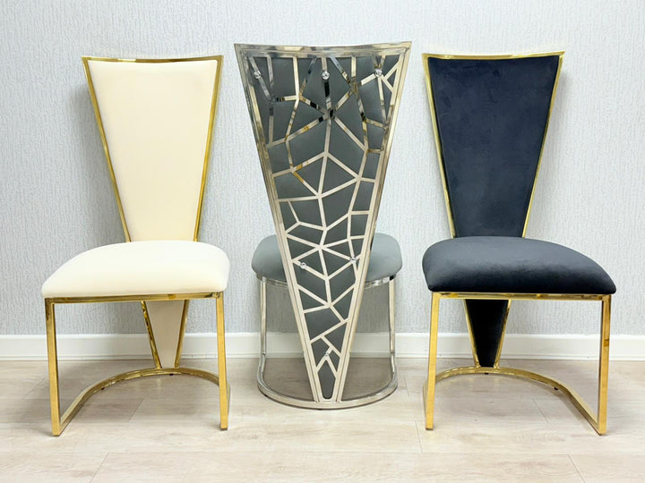 Florence High Back Black/Gold Plush Velvet Dining Chair