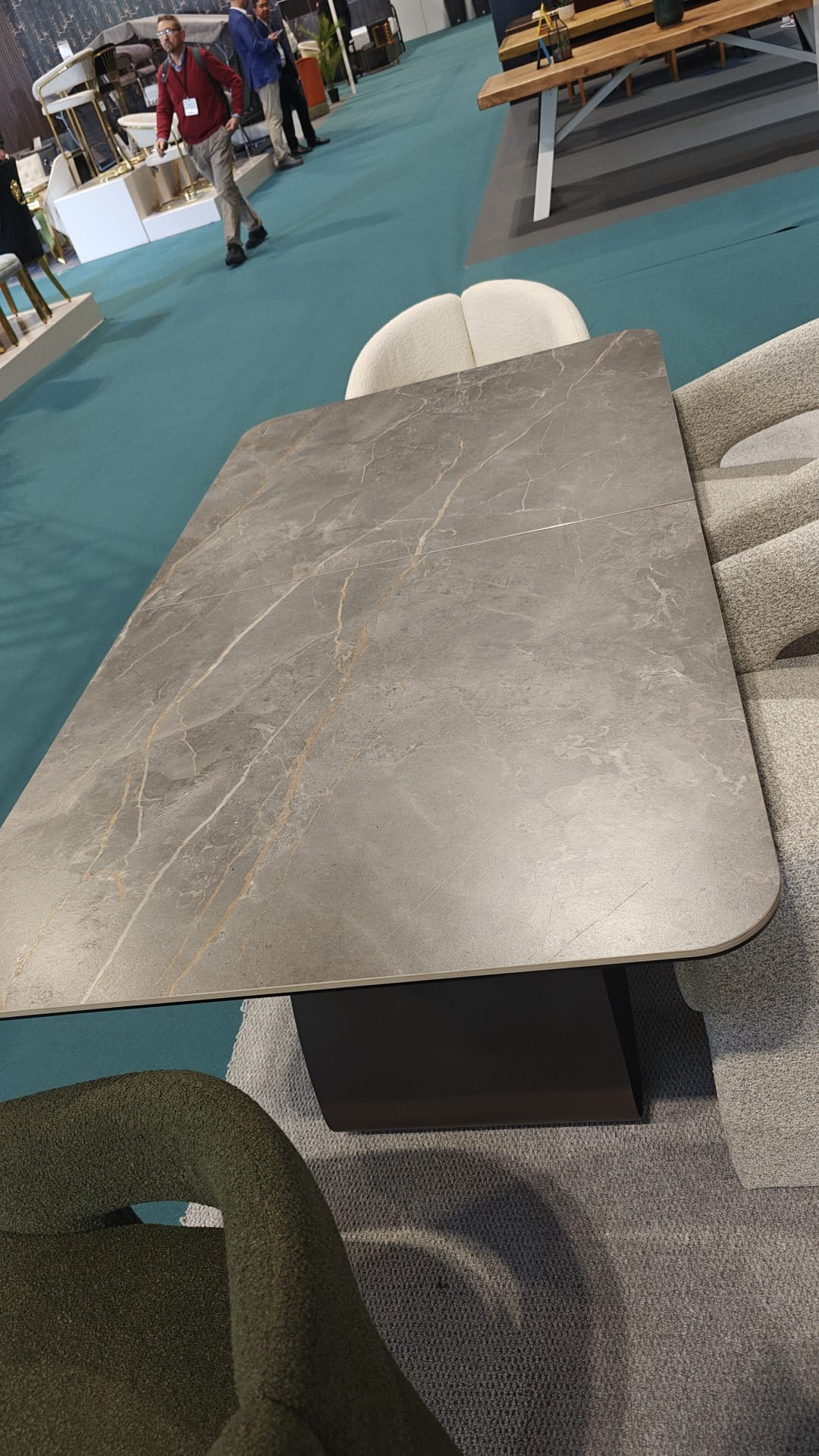 Carra 120-150cm Grey/Gold Ceramic Marble Extending Dining Table