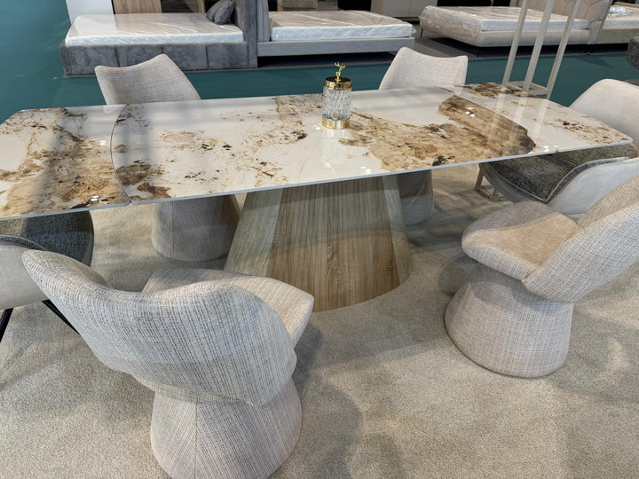 Monaco 160-240cm Pandora Ceramic Marble Extending Dining Table