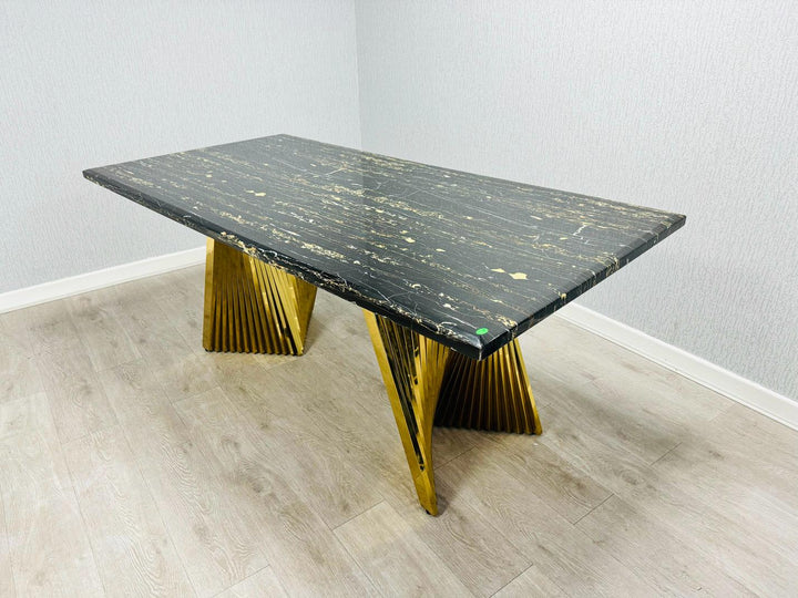 Ravello Cream & Gold Marble 180cm Dining Table Only