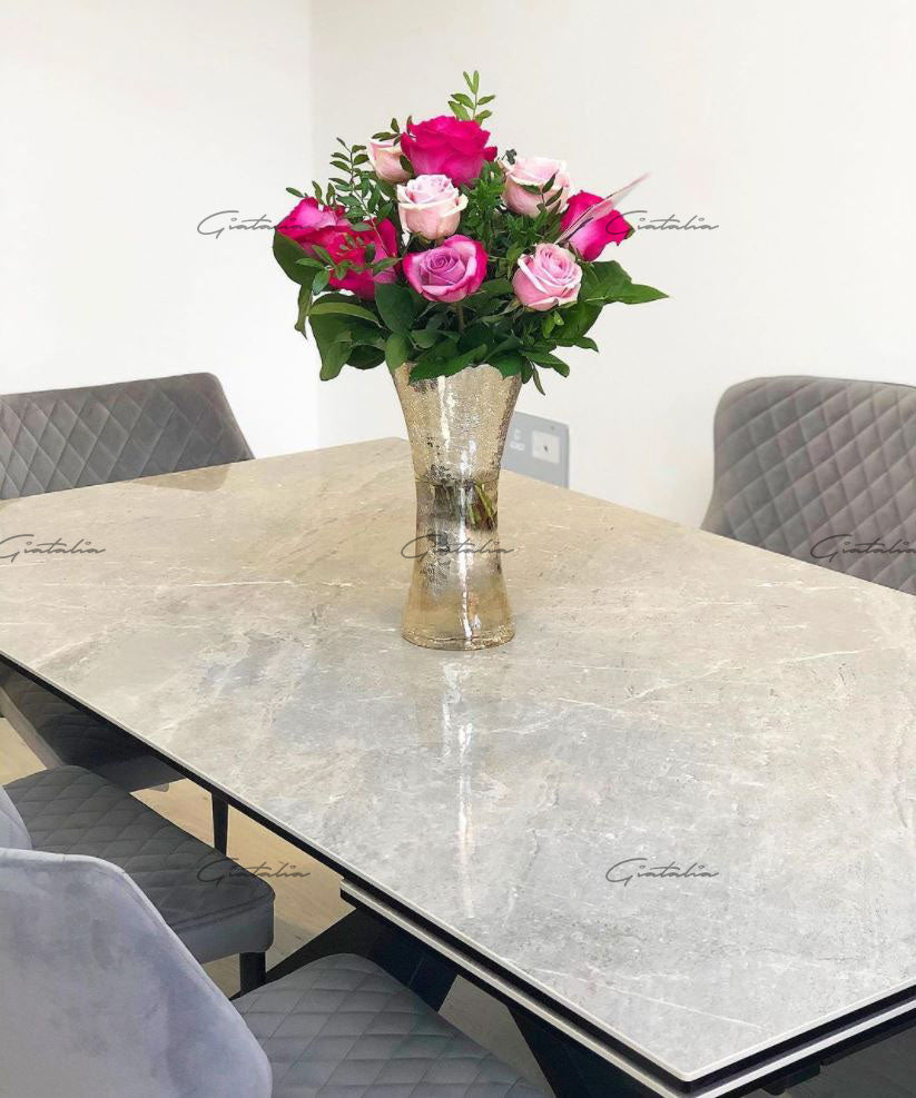 Phoenix 160-240cm Grey Ceramic Marble Extending Table