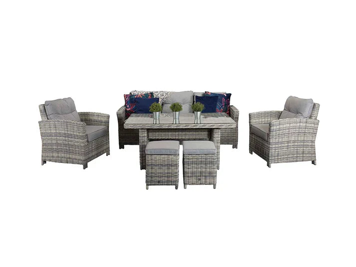 Amano Grey Rattan 3 Seater Sofa Garden Dining Set