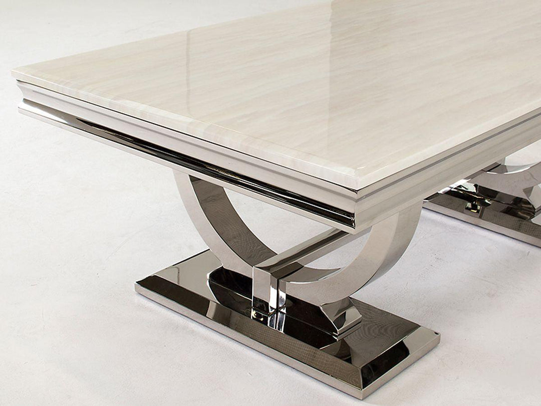 Arianna 180cm Cream Marble Dining Table-Esme Furnishings