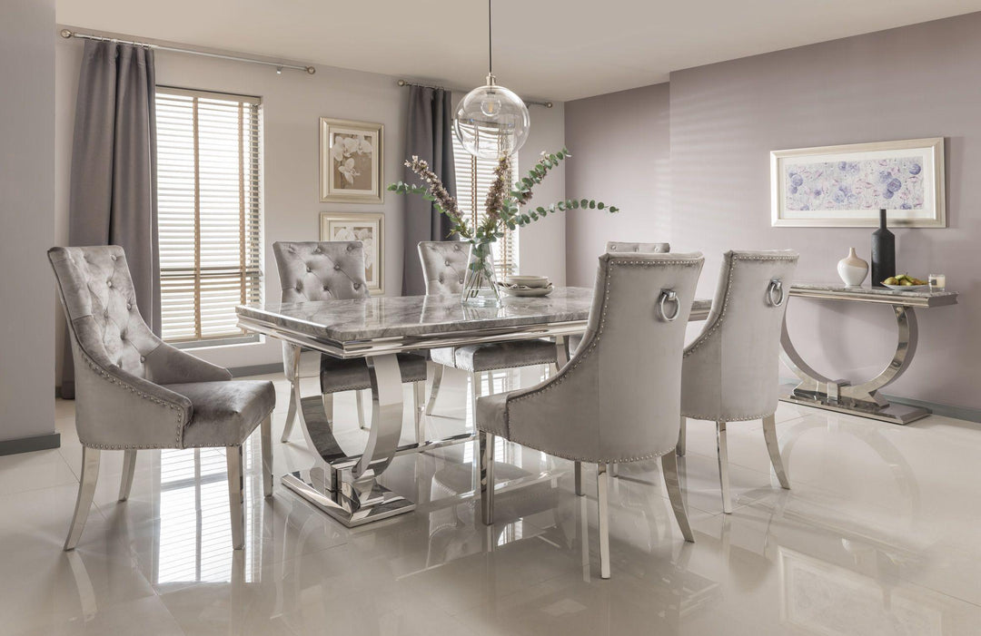 Arianna 180cm Grey Marble Dining Table-Esme Furnishings
