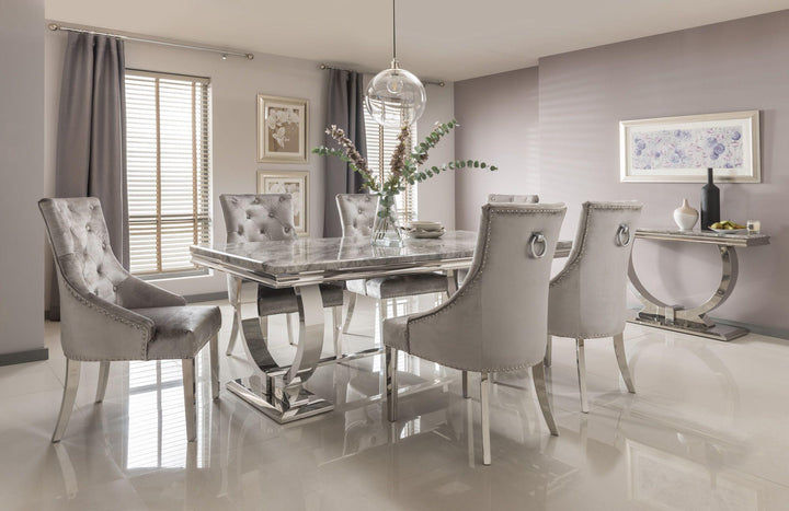 Arianna 180cm Grey Marble Dining Table-Esme Furnishings