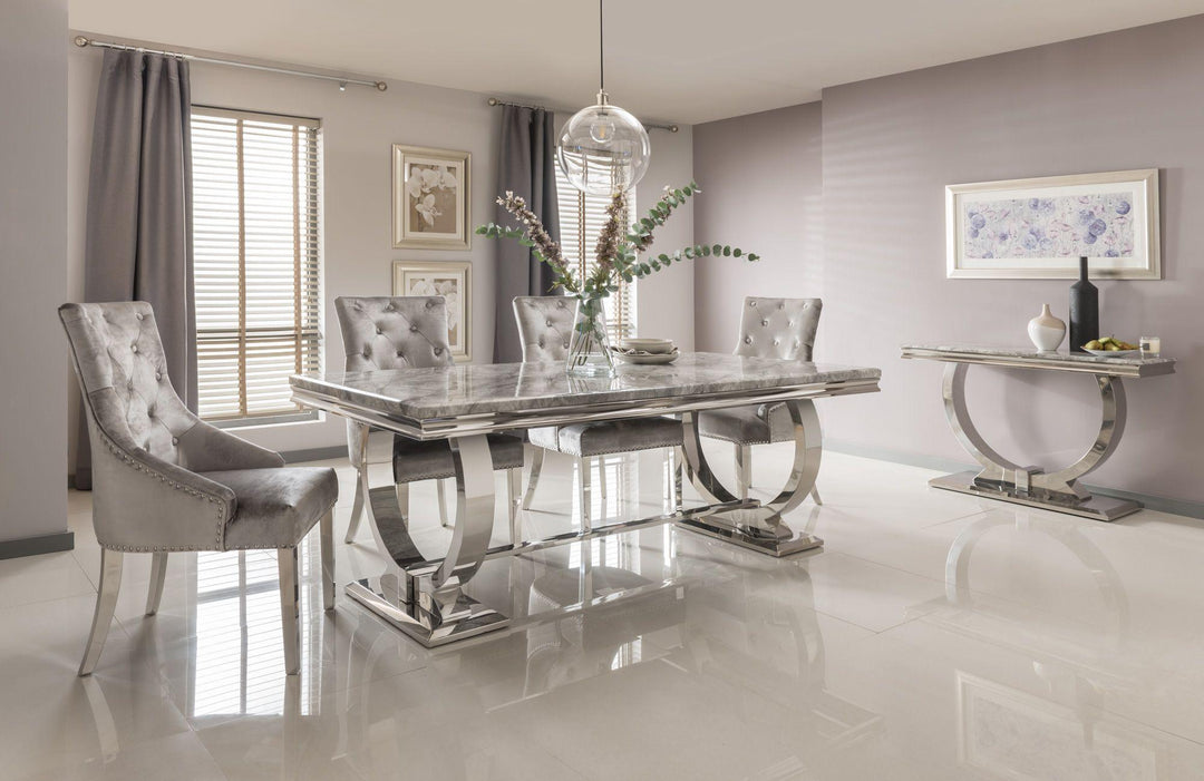 Arianna 180cm Grey Marble Dining Table-Esme Furnishings