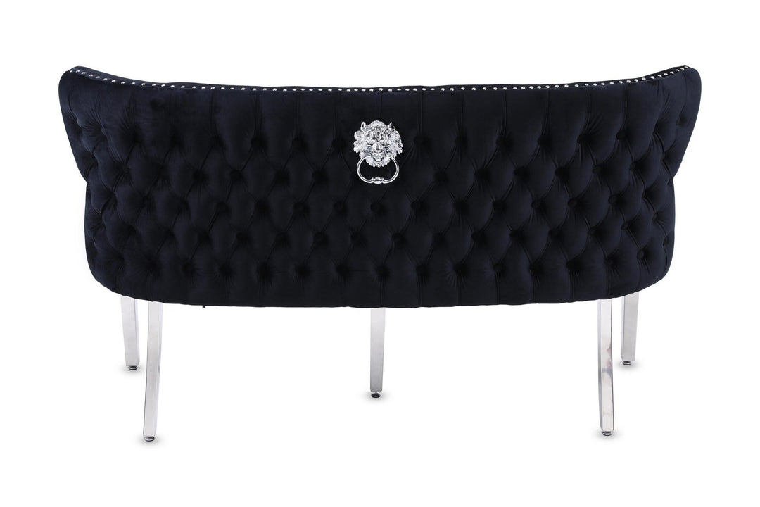 Valentino Lion Knocker Quilted Tufted Plush Velvet 150cm Dining Bench - 5 Colours-Esme Furnishings