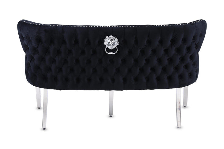 Valentino Lion Knocker Quilted Tufted Plush Velvet 150cm Dining Bench - 5 Colours-Esme Furnishings