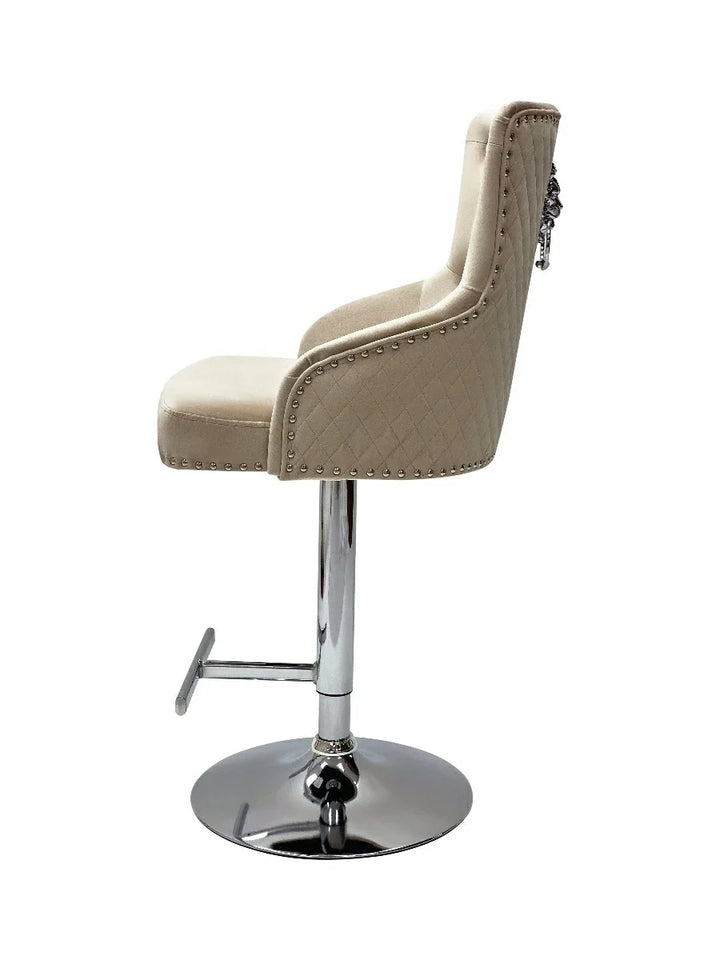 Dakota, Cream French Velvet, Quilted Back Bar Stool