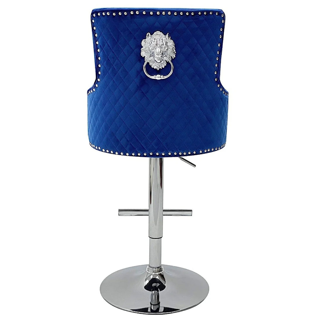 Dakota, Blue French Velvet, Quilted Back Bar Stool
