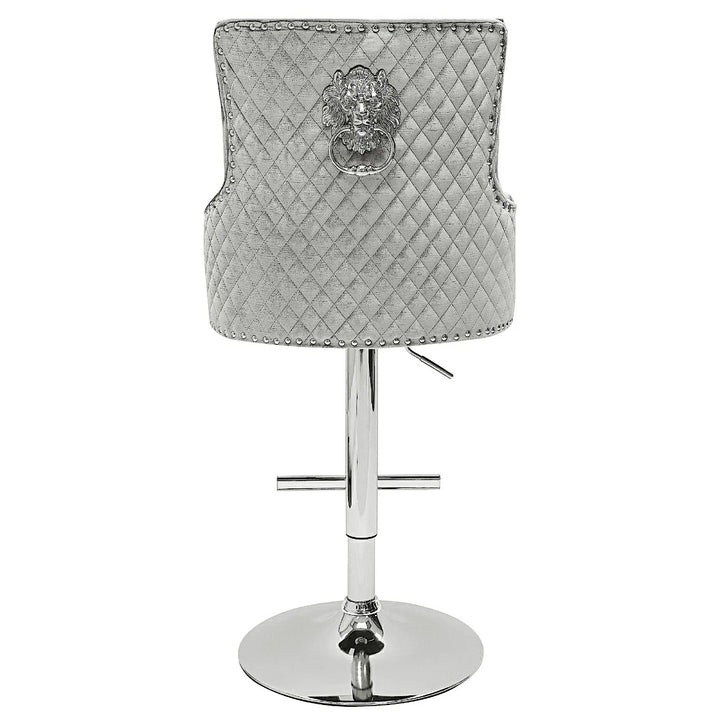 Dakota, Shimmer Grey French Velvet, Quilted Back Bar Stool