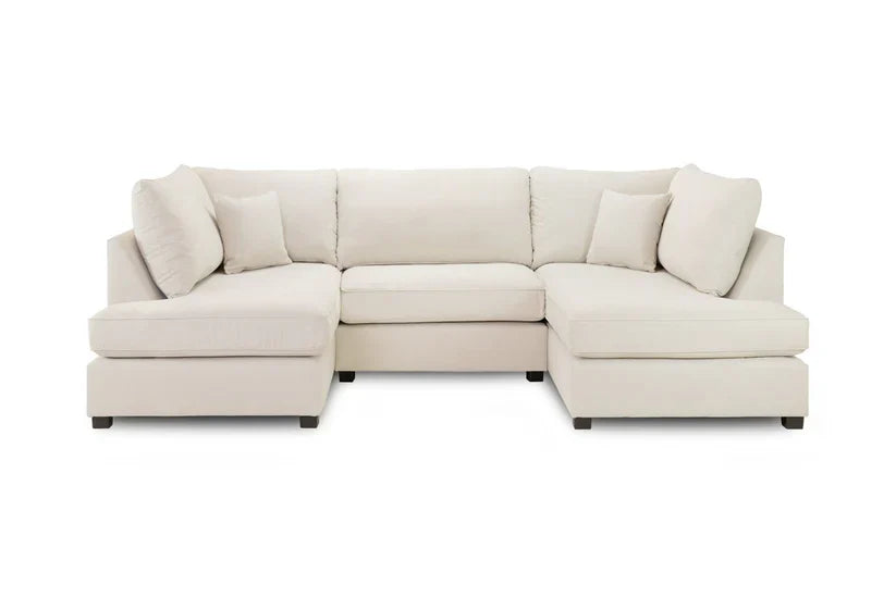 Carnaby Sofa Beige Fabric U Shape Corner Sofa