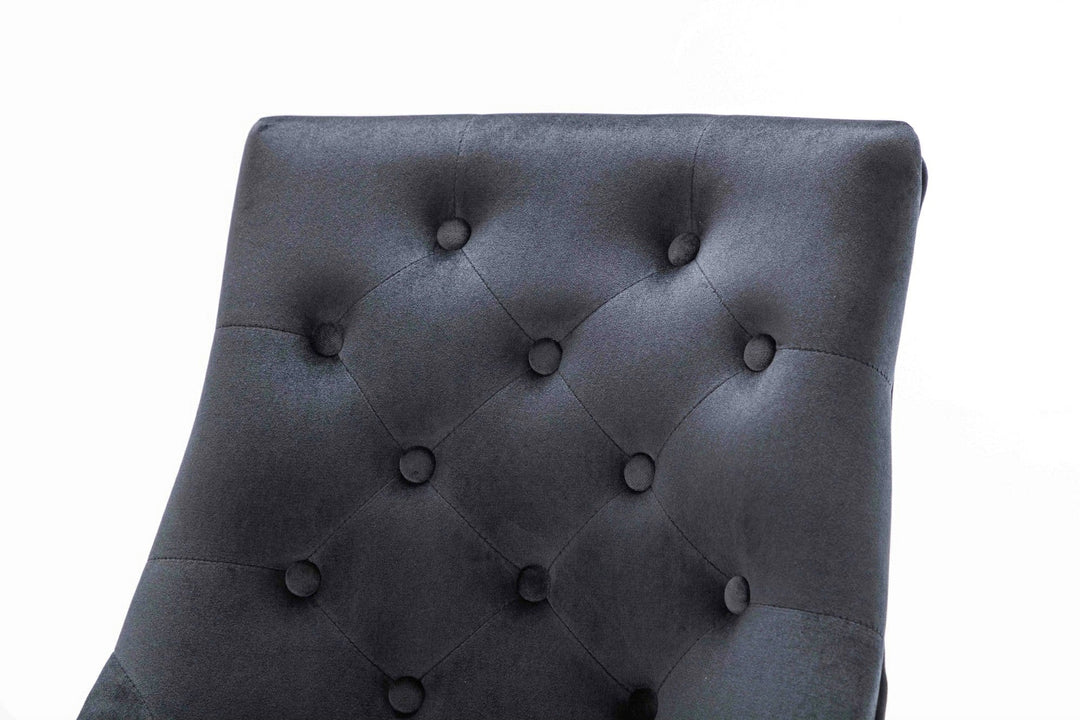 Knightsbridge Black French Velvet Knocker Back Dining Chair With Chrome Legs-Esme Furnishings