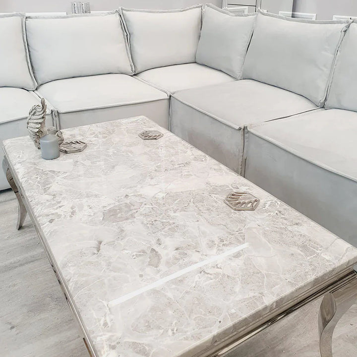 Louis Chrome 130cm Marble Coffee Table In 5 Colours