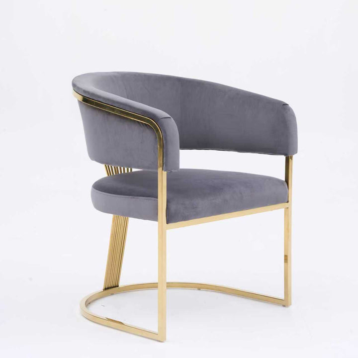 Savoy Grey/Gold Plush Velvet Dining Chair