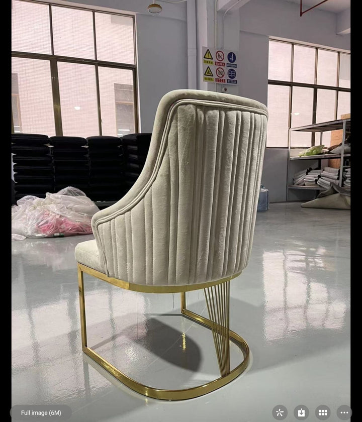 Carlton Cream/Gold Plush Velvet Dining Chair
