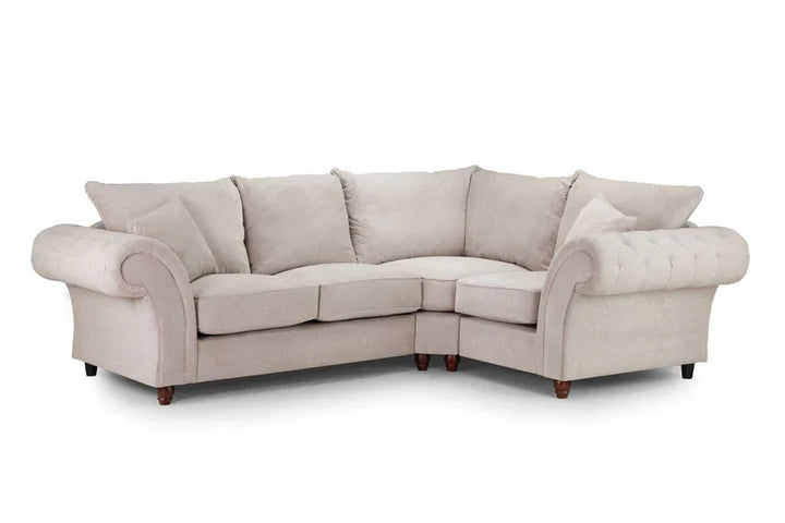 Chesterfield Stone Fullback Right Hand Facing Corner Sofa Stone Velvet