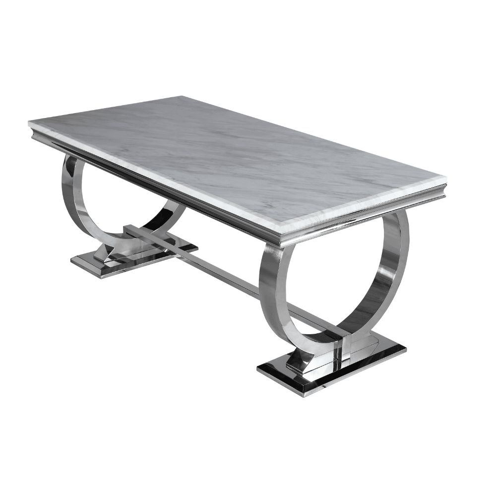 Arianna 180CM Marble & Chrome Dining Table - 5 Colours-Esme Furnishings