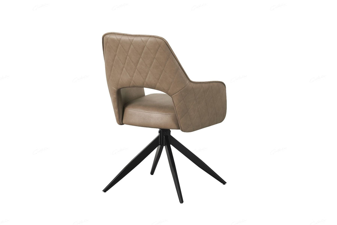 Enrica PU Leather Swivel Dining Chairs With Black Metal Base - Pairs - 2 Colours