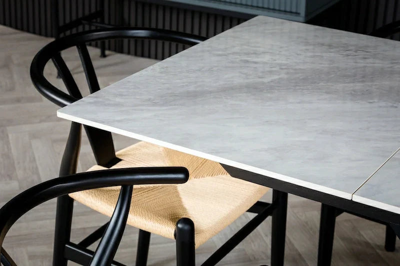 Nova 140-180cm White Ceramic Marble Centre Extending Dining Table