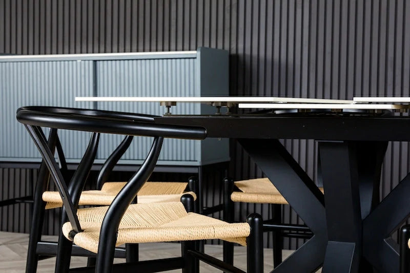Nova 120-160cm White Ceramic Marble Centre Extending Dining Table