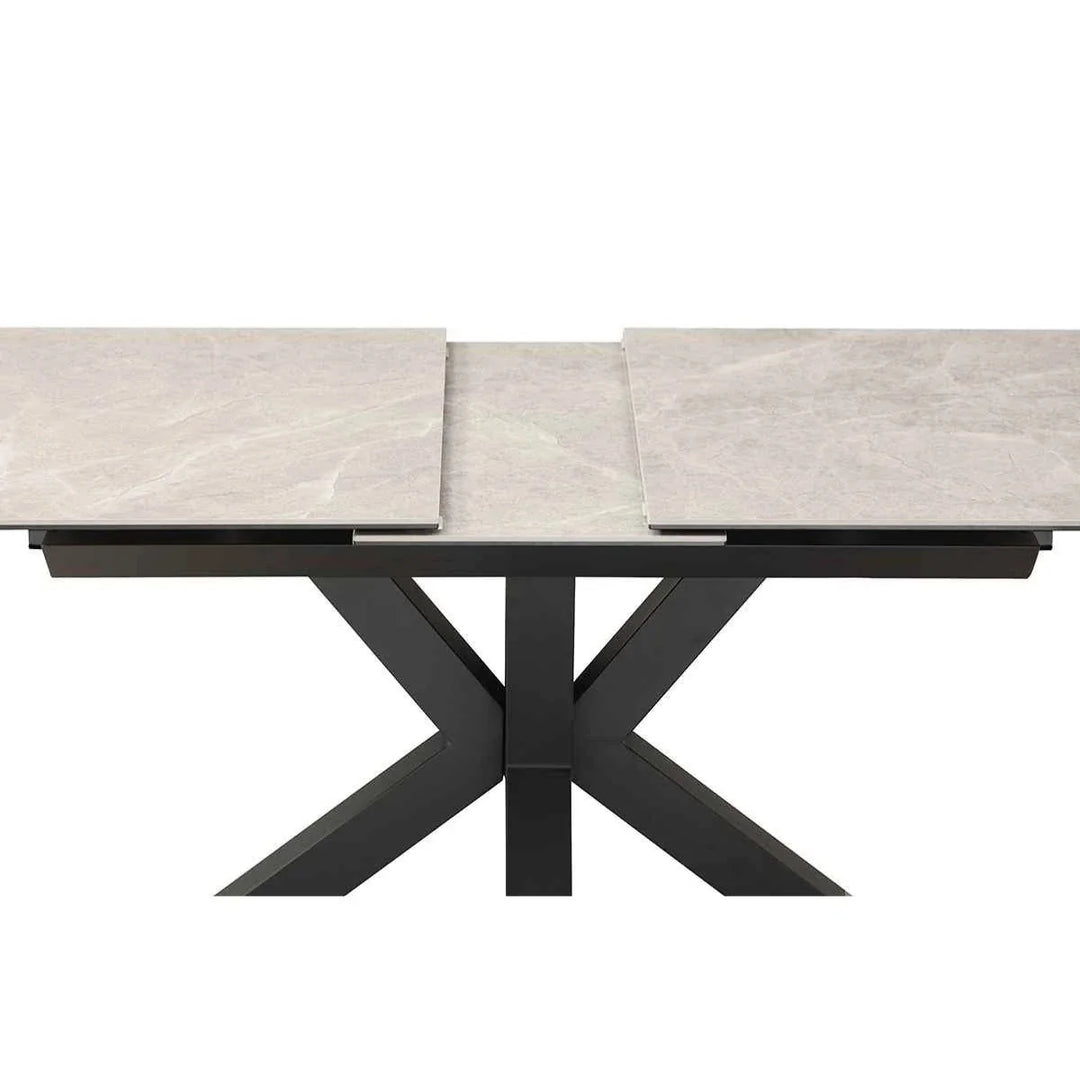 Nova 140-180cm Kamite Medium Grey Ceramic Marble Centre Extending Dining Table