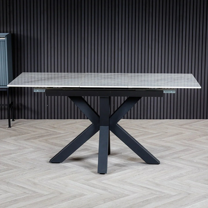 Nova 140-180cm White Ceramic Marble Centre Extending Dining Table