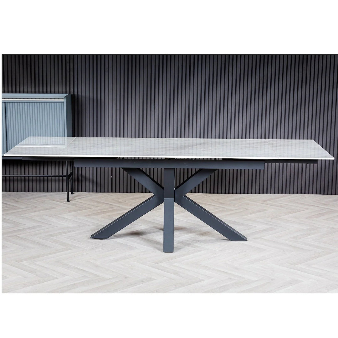 Nova 160-240cm White Ceramic Marble Side Extending Dining Table