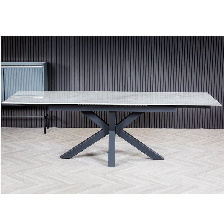 Nova 160-240cm White Ceramic Marble Side Extending Dining Table