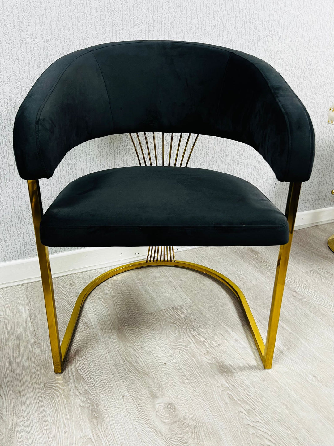 Porto Black/Gold Leathaire Fabric Dining Chair