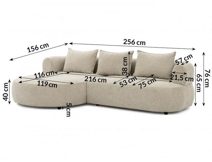 The Pebble Beige Boucle Fabric Left Hand Premium Corner Sofa