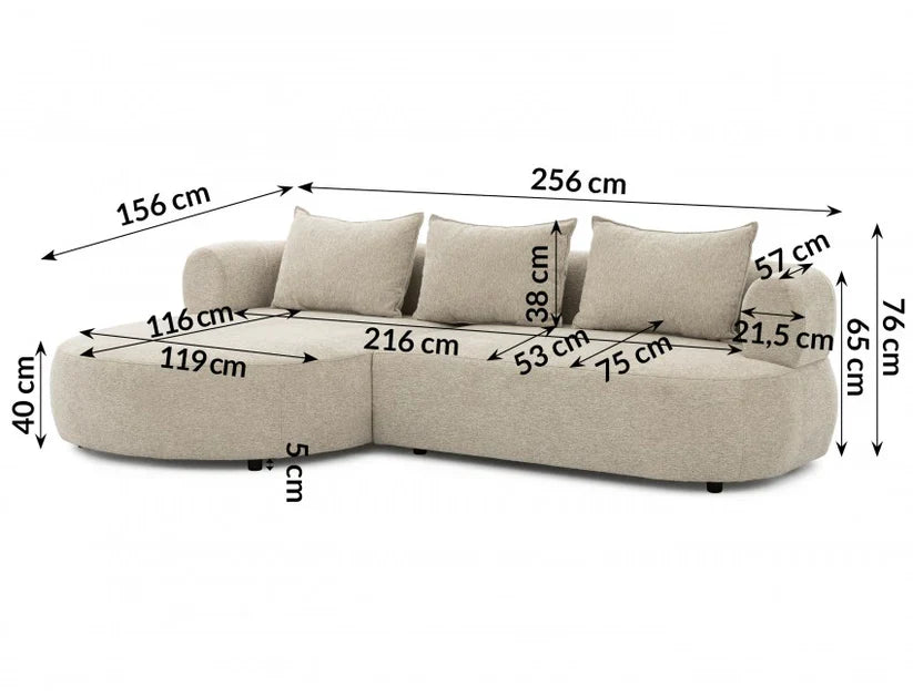 The Pebble Beige Boucle Fabric Right Hand Premium Corner Sofa