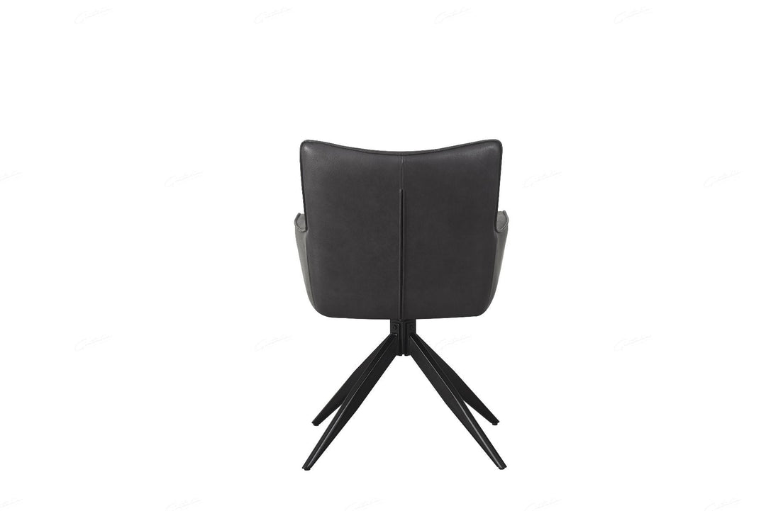 Franca PU Leather Swivel Dining Chairs With Black Metal Base - Pairs - 2 Colours