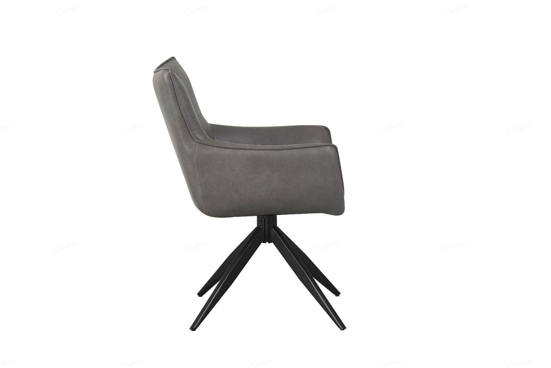 Franca PU Leather Swivel Dining Chairs With Black Metal Base - Pairs - 2 Colours