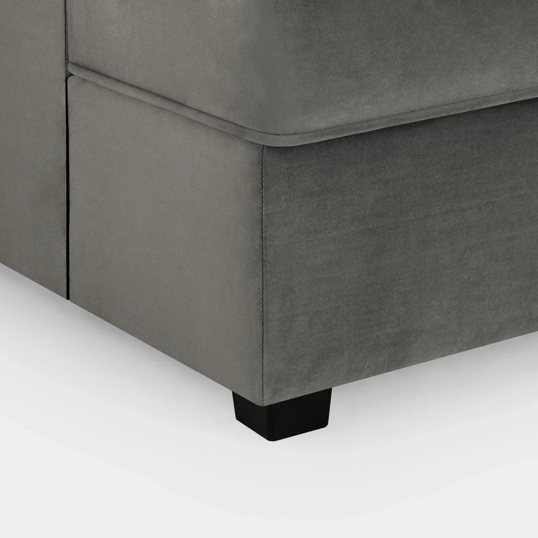 Carnaby Sofa Plush Grey Velvet U Shape Corner Sofa